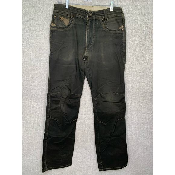 Kuhl Pants Mens 32 x 34 Brown Vintage Patina Dye Denim Easy Rydr Legendary - Picture 2 of 11
